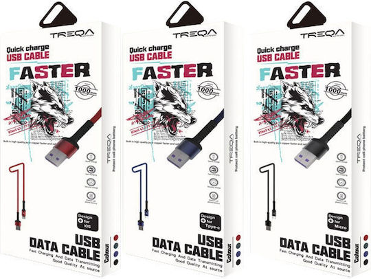 Treqa CA-8553 USB 2.0 Cable USB-C male - USB-A Black 1m (CA-8553)