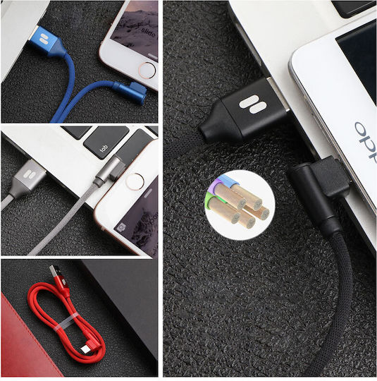 Puridea L23 Angle (90°) / Braided USB 2.0 Cable USB-C male - USB-A Μπλε 1m