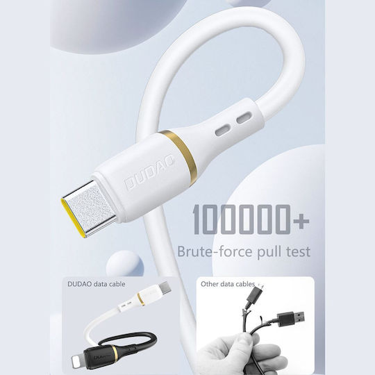Dudao USB 2.0 Cable USB-C male - USB-C 60W PD Λευκό 1m 304004-200623