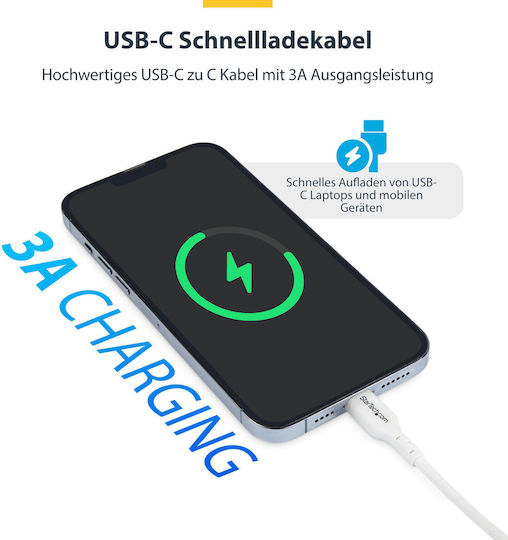 StarTech Cablu USB 2.0 USB-C Masculin - USB-C 60W PD Alb 2m USB2CC2MNCWHE