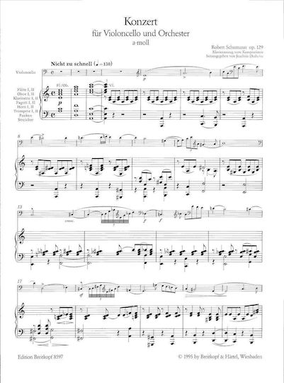 Breitkopf & Hartel Schumann - Violoncello Concerto in A minor, Op.129 за Пиано / Виолончело