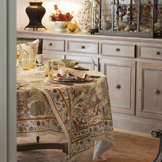 Tessitura Toscana Telerie Τραπεζομάντηλο Λινό Mudra Καφέ 170x170εκ.