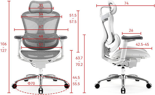 Sihoo Doro C300 Bürostuhl mit Einstellbaren Armen Off Weiß