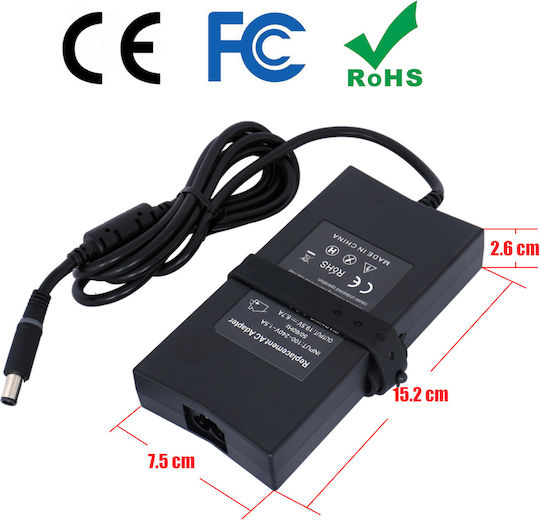 Φορτιστής Laptop 130W 19.5V 6.7A για Samsung / Dell με Αποσπώμενο Καλώδιο Τροφοδοσίας Bulk