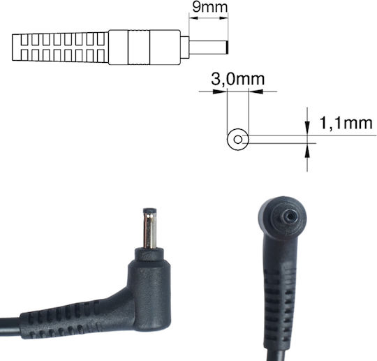 AD-4019P Зарядно за лаптоп 40W 19V 2.1Спецификация за Samsung с Отделяем Кабел за Захранване