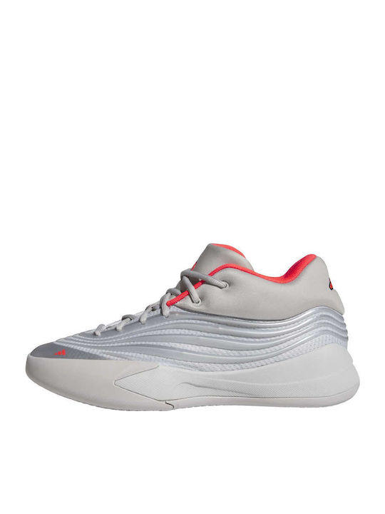 Dame X Basketball Shoes Silver Metallic Grey Two Lucid Red