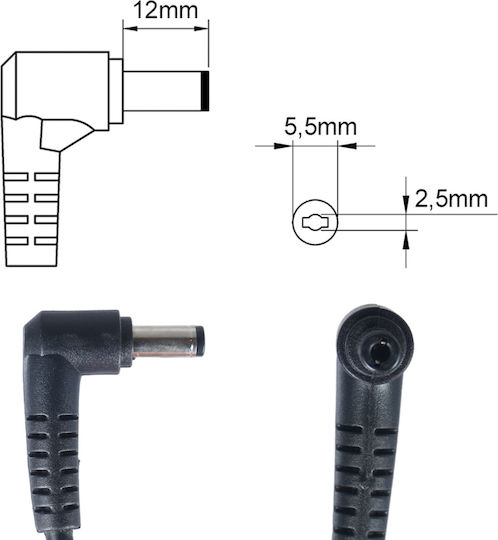 Laptop Charger 65W 20V 3.25A for Fujitsu with Detachable Power Cable Bulk