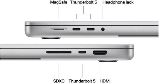 Apple MacBook Pro (2024) 16.2" Retina Display 120Hz (M4 Pro-14‑Core/24GB/1TB SSD/20-Core GPU) με Φορτιστή 140W Silver (International English Keyboard)