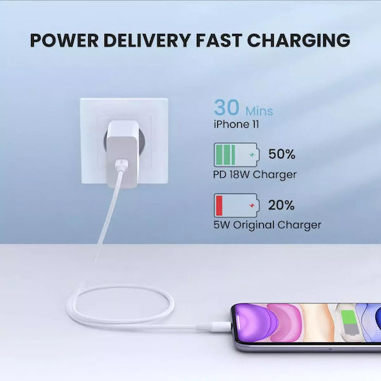 Ugreen US171 USB-C to Lightning Cable 18W Λευκό 1m (10493)