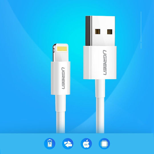Ugreen US155 USB-A to Lightning Cable 12W Λευκό 1m (20728)
