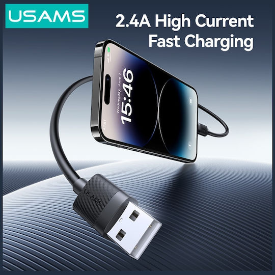 Usams Редовна USB-A към Lightning кабел 12W Черен 1м (SJ778USB01)