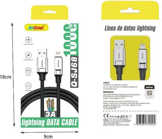 Andowl Q-SJ68 Braided USB-A to Lightning Cable 1m