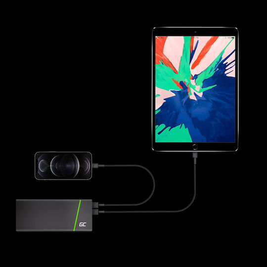 Green Cell Braided USB-A to Lightning Cable Black 1.2m (KABGC21)