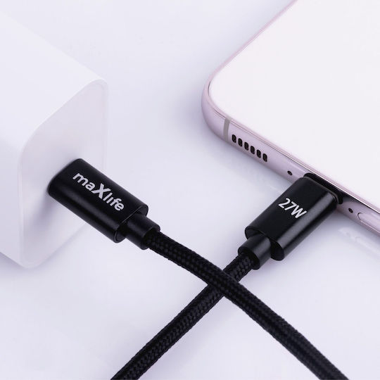 Maxlife USB-C to Lightning Cable 27W Μαύρο 2m