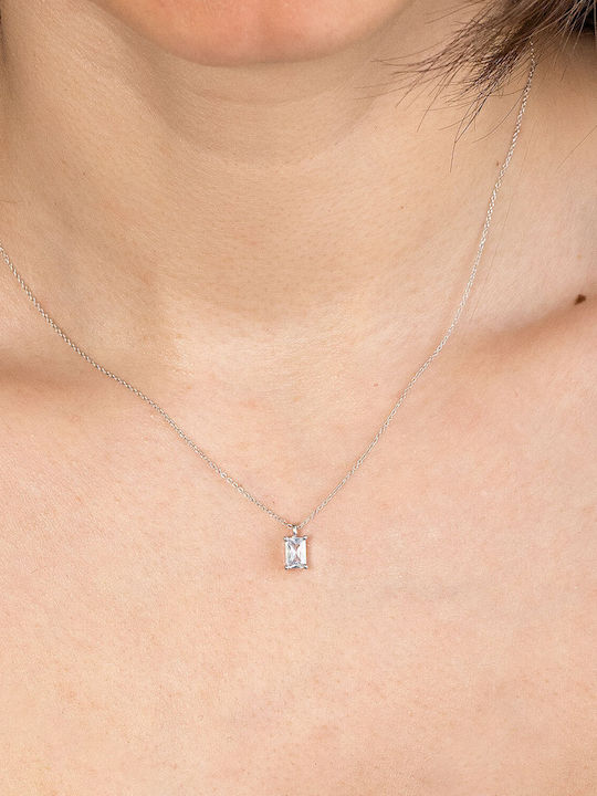 Kiriakos Gofas Necklace Solitaire In 9 K White Gold