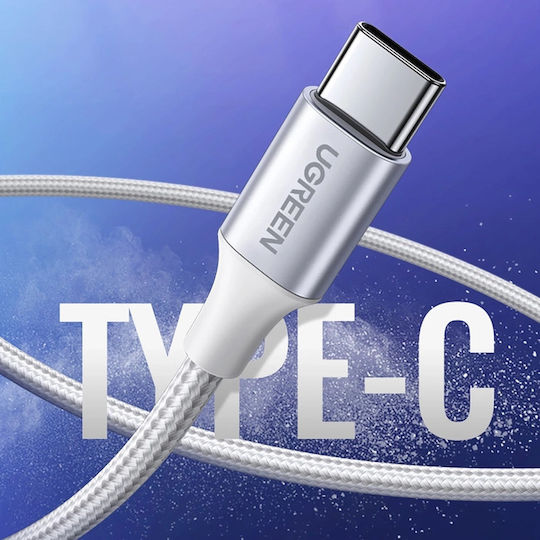Ugreen US287 USB 2.0 Cable USB-C male - USB-A 60W PD Λευκό 1m 60121