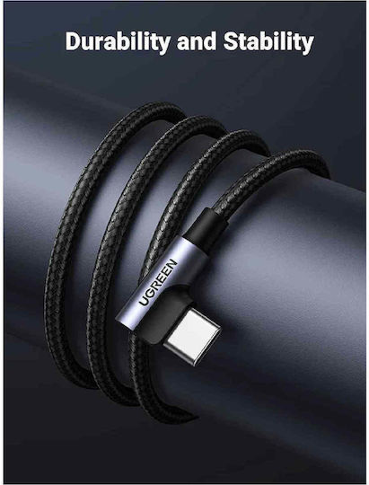 Ugreen US176 Angle (90°) / Braided USB 2.0 Cable USB-C Male - USB-A 18W Gray 1m 20856