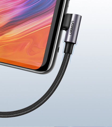 Ugreen US284 Angle (90°) / Braided USB 2.0 Cable USB-C Male - USB-A 18W Black 1m 50941