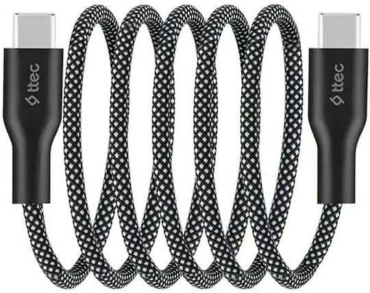TTEC Magnetic / Braided USB 2.0 Cable USB-C male - USB-C 60W PD Μαύρο 1m 2DK61S