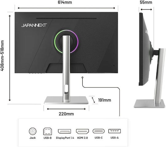 Japannext IPS HDR Monitor 27" 5120x2880 με Χρόνο Απόκρισης 8ms GTG Ασημί