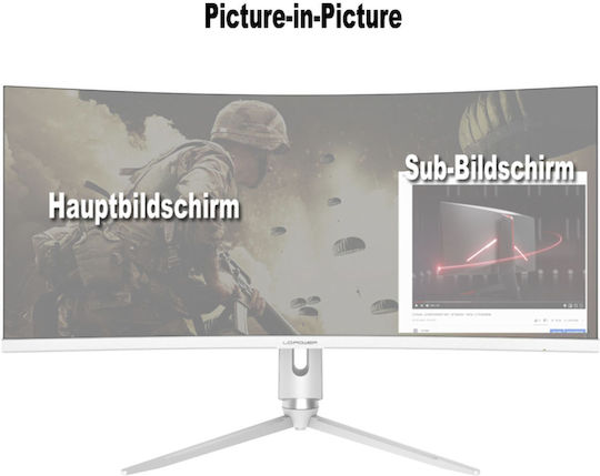 LC-Power LC-M34-Q-C-PRO Ultrawide VA HDR Curved Gaming Monitor 34" QHD 3440x1440 165Hz με Χρόνο Απόκρισης 3ms GTG Λευκό