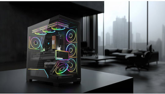 Modecom Volcano Stellar Plus ARGB Gaming Midi Tower Κουτί Υπολογιστή με Πλαϊνό Παράθυρο Μαύρο