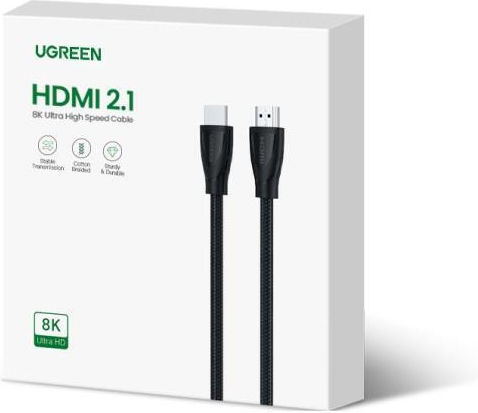 Ugreen HD140 HDMI 2.1 Ultra High Speed 48Gbps 4K 120Hz HDR VRR Braided Cable HDMI Male - HDMI Male 2m Black