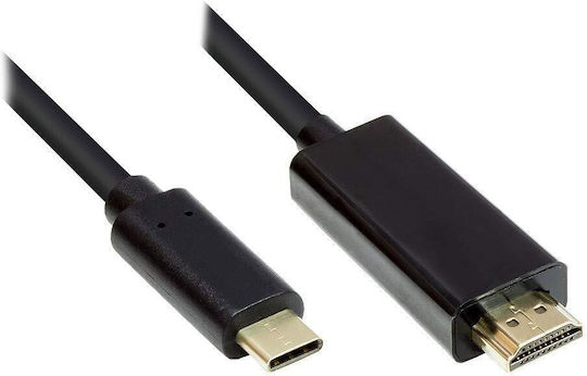 Good Connections HDMI 2.0 Premium High Speed 4K 60Hz HDR Cable HDMI male - USB-C male 3m Μαύρο