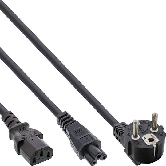 InLine Schuko / IEC C13 / IEC C5 - Schuko / IEC C13 / IEC C5 Cable 2m Black (16653D)