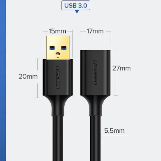 Ugreen 3m USB 3.0 Cable A-Male to A-Female (30127)