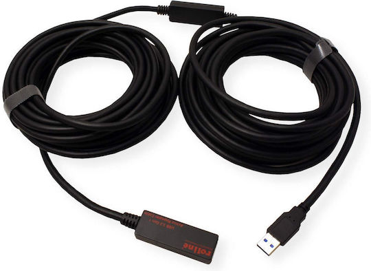 Roline USB 2.0 Cable USB-A male - USB-A female Μαύρο 15m 12.04.1071-5
