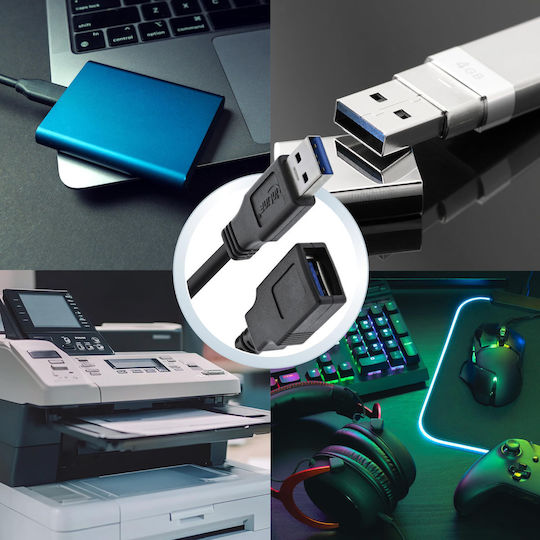 InLine USB 3.0 Кабел USB-A мъжки - USB-B женски Черен 2.5м 35625