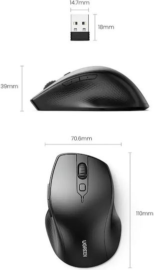 Ugreen MU101 Безжичен Bluetooth Мишка Черен