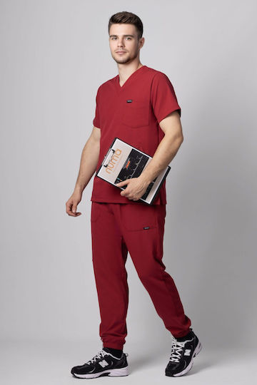 Numascrubs Male Medical Pants Burgundy