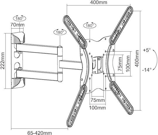 Equip 650407 Articulating Βάση Τηλεόρασης Τοίχου έως 55" και 30kg