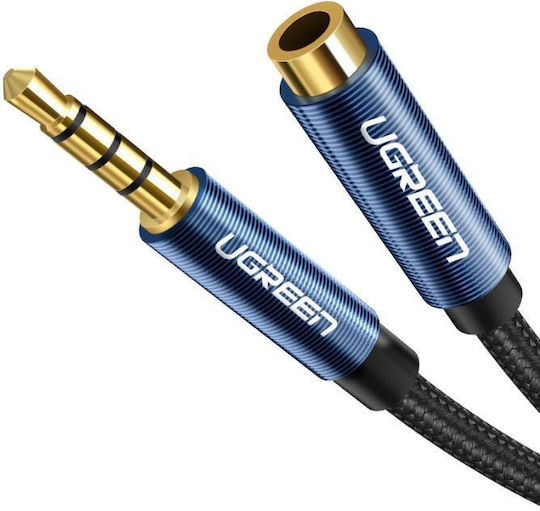 Ugreen TRRS 3.5mm Male - 3.5mm Female Audio Cable Black 1m with Gold Plated Terminals 40673