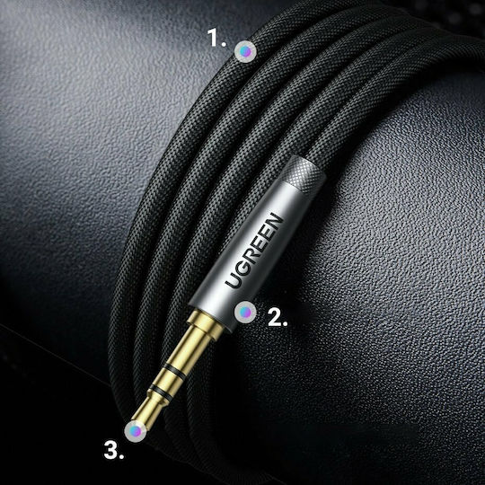 Ugreen TRRS 3.5mm Male - 3.5mm Female Audio Cable Black 1m with Gold Plated Terminals 40673