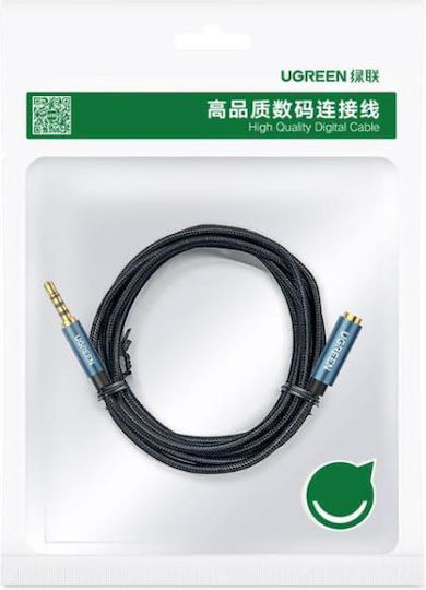Ugreen TRRS 3.5mm Male - 3.5mm Female Audio Cable Black 1m with Gold Plated Terminals 40673