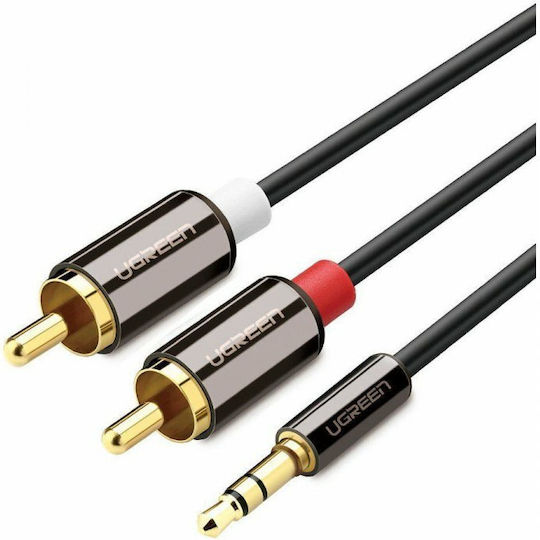 Ugreen Καλώδιο Ήχου 3.5mm male - RCA male Μαύρο 1m με Επίχρυσους Ακροδέκτες 10749