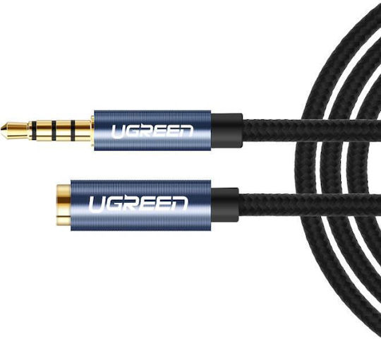 Ugreen TRRS 3.5mm Male to 3.5mm Female Audio Cable Blue 2m with Gold Plated Terminals 40675
