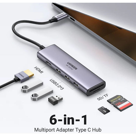 Ugreen CM511 USB-C Docking Station mit HDMI 4K Silber