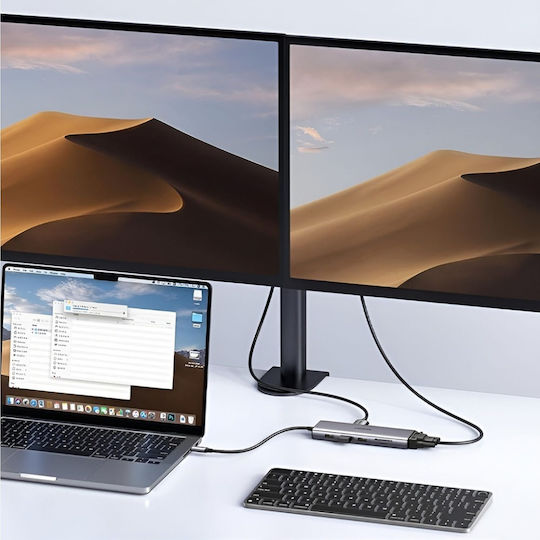 Ugreen CM498 USB-C Docking Station mit HDMI 4K PD Ethernet und Verbindung 2 Monitore Blau