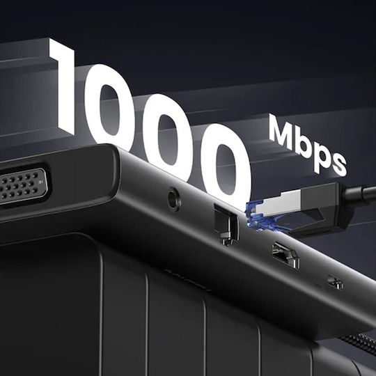 Ugreen CM639 USB-C Docking Station με HDMI 4K PD Ethernet και σύνδεση 2 Οθονών Γκρι