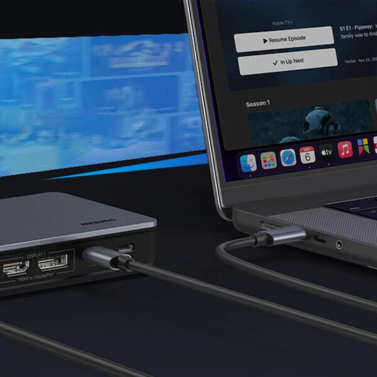 Ugreen CM615 USB-C Docking Station με HDMI/DisplayPort 4K PD Ethernet και σύνδεση 2 Οθονών Μαύρο