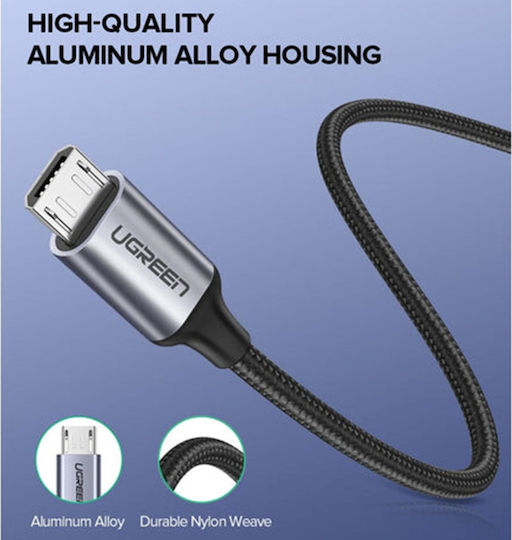 Ugreen Us290 1m Regular USB 2.0 to micro USB Cable Gray (60146)