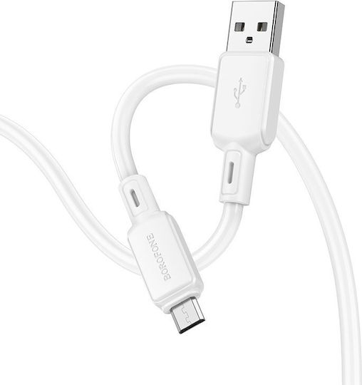 Borofone Regular USB 2.0 to micro USB Cable Λευκό 1m 1τμχ