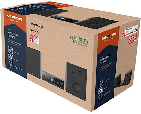 Grundig Ηχοσύστημα 2.0 CMS 5000 BT GHF1030 100W με Digital Media Player, WiFi και Bluetooth Μαύρο