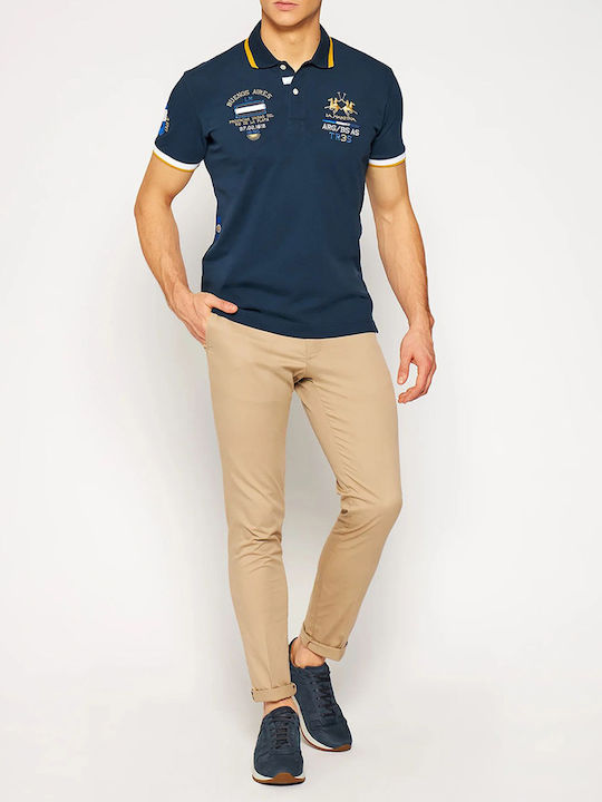 Men's Short Sleeve Polo Blouse Navy Blue 3LM