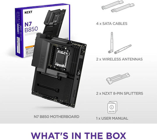 NZXT N7 B850 Wi-Fi Дънна платка ATX с AMD AM5 Сокет