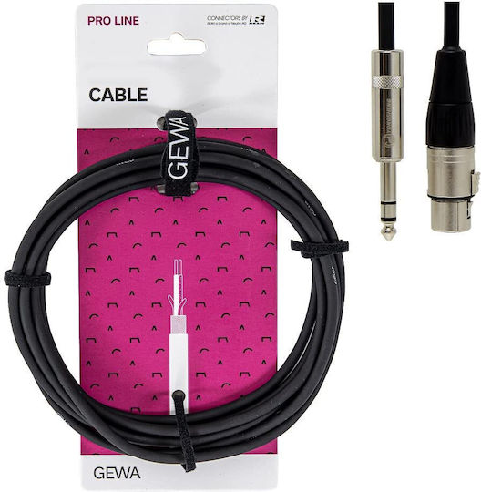 Alpha Audio Θηλυκο Καρφι Stereo Cable XLR female - 6.3mm male Μαύρο 3m (190.718)